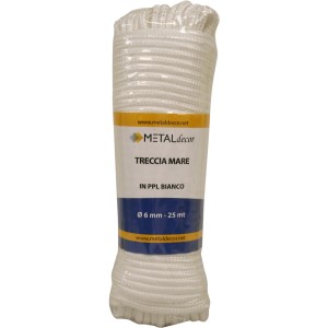 Corda bianca t.b.t. (Ø 6 mm, 25 m) per tapparelle, confezionata.