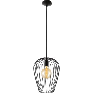 Lampada a sospensione nera Eglo Newtown con paralume a filo e attacco E27, Ø 27,5 cm.
