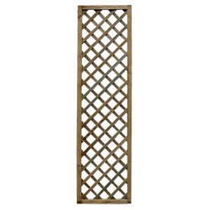 Traliccio da giardino in legno con design quadrato.