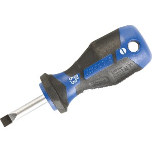 Cacciavite per carburatore LUX Comfort SL 5,5 mm, con manico blu e nero e lama piatta.