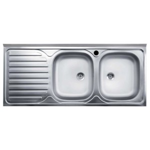 Lavello da appoggio 2 vasche dx 120 cm inox