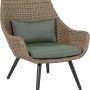 Sedia da balcone Aliceville in polyrattan verde-grigio con cuscino e imbottitura.