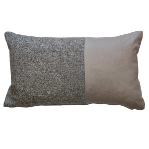 Cuscino decorativo t.b.t. con design bicolore in grigio e beige.