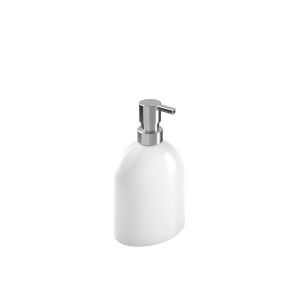 Dispenser sapone bianco con pompa cromata, t.b.t.