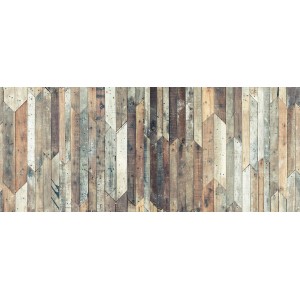 Tappeto da cucina Zerbini effetto legno marrone e beige.