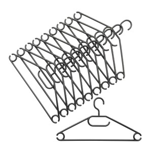 Set da 10 grucce nere con barra per pantaloni e cravatte, gancio girevole.