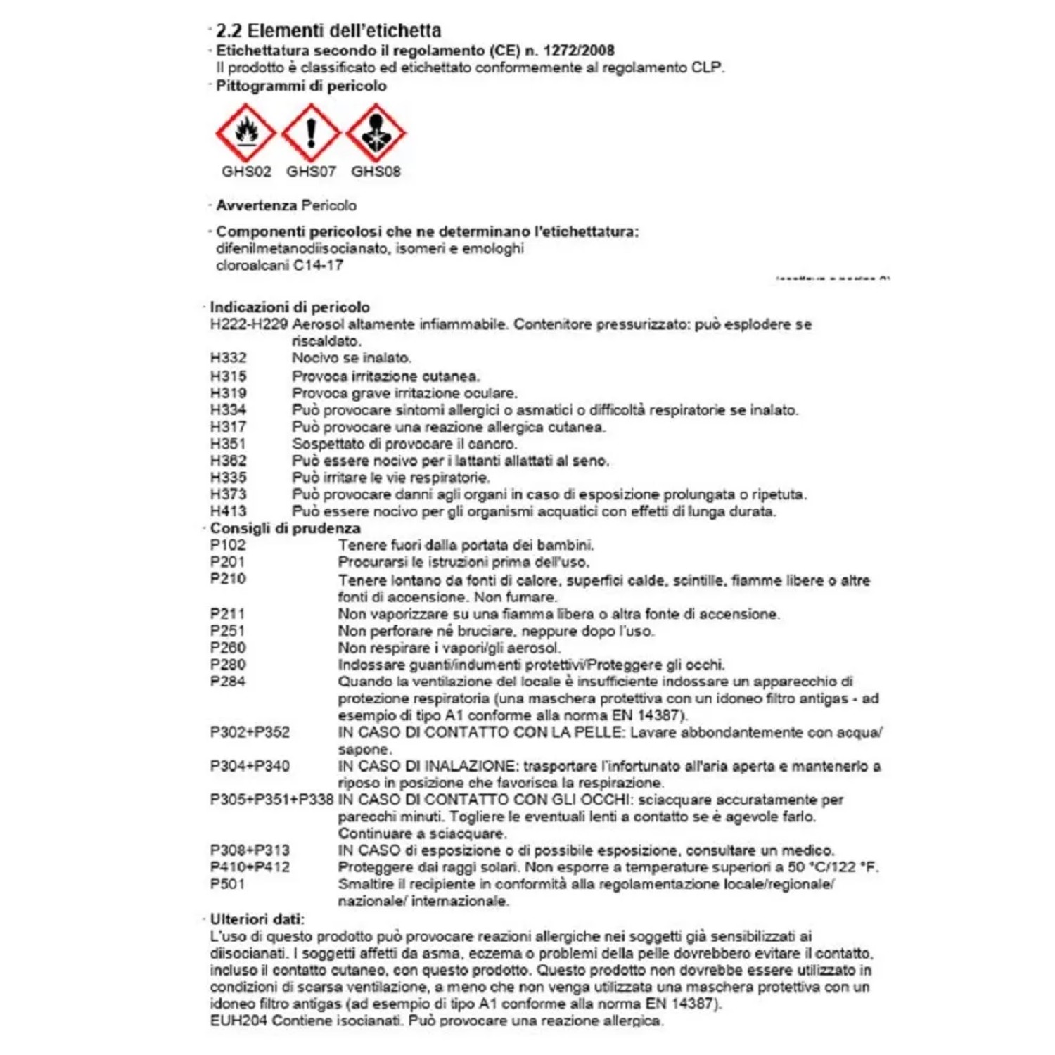 Avvertenze e istruzioni di sicurezza per schiuma PU, dettagli nell'immagine.