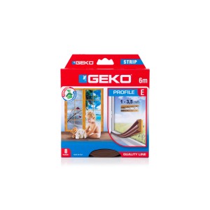 Guarnizione Geko profilo E, 6m, marrone, per finestre e porte