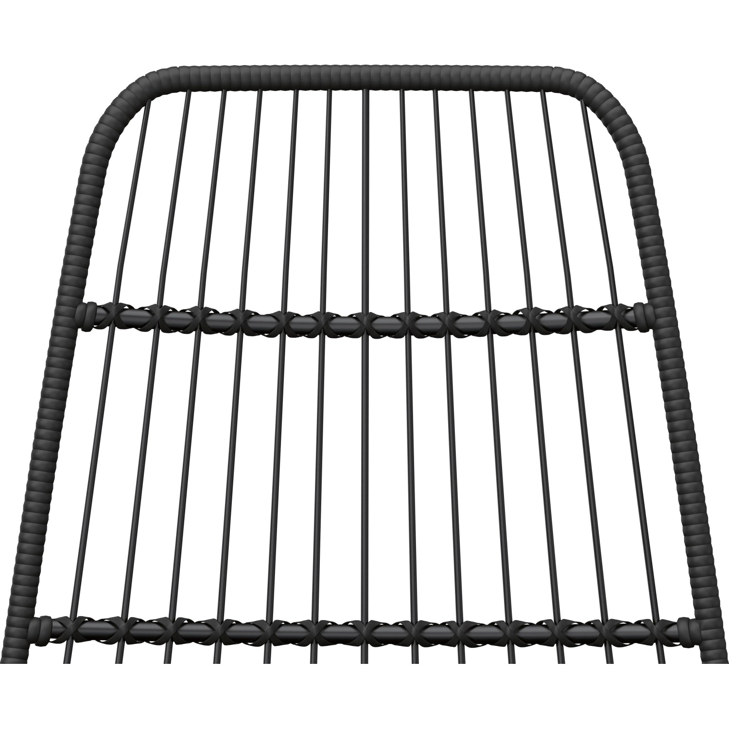 Dettaglio: Sedia nera del set da balcone Takone a 3 pezzi con intreccio sintetico.