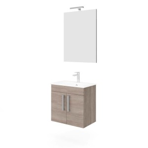 t.b.t. Set mobili bagno con lavabo, mobile sottolavabo e specchio con lampada.