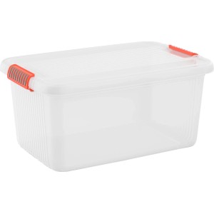 Contenitore trasparente K-Latch L con coperchio e chiusure rosse.