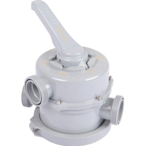 Valvola a più vie grigia t.b.t. per sistemi di filtraggio piscina.