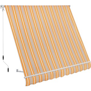 Tenda da sole t.b.t. a strisce arancioni e grigie.