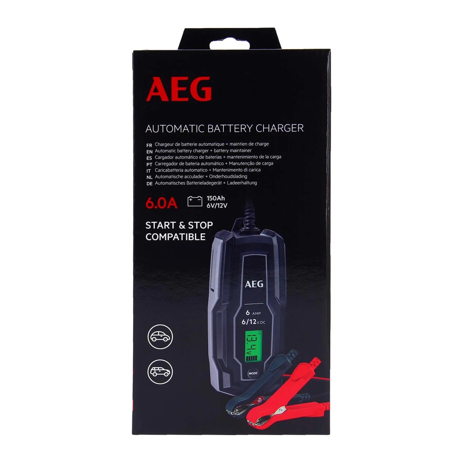 Caricabatteria da auto da 12 V/6 Amp, caricatore automatico per riparazione di impulsi con compensazione della temperatura e display LCD, 4 modalità di ricarica, caricabatterie intelligente per auto