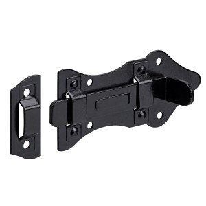 Chiavistelli t.b.t. nero con controparte per porte e cancelli.