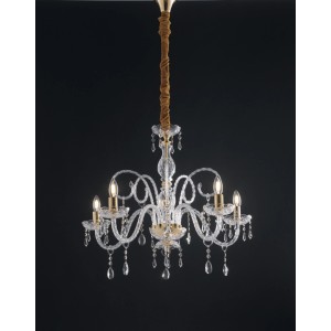 Elegante lampada / lampadario t.b.t. con vetro cristallo e dettagli dorati.