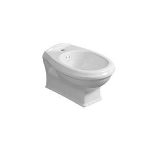 Bidet t.b.t. in ceramica bianca, vista frontale.