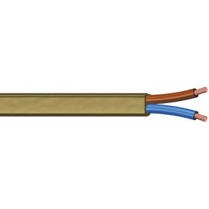 Cavo piatto bipolare t.b.t. con conduttori interni marrone e blu per impianti elettrici.