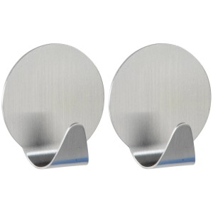 Set di 2 ganci rotondi Wenko, medi, in acciaio inox opaco per bagno e casa.