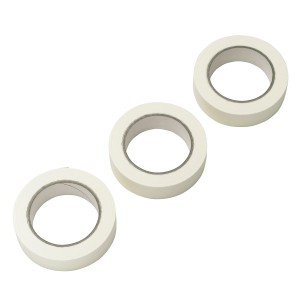 Set di 3 rotoli di nastro adesivo in carta crespa beige, 50m x 30mm ciascuno, per lavori di pittura.