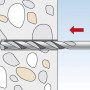 Illustrazione di un tassello Fischer Duopower avvitato in una parete.