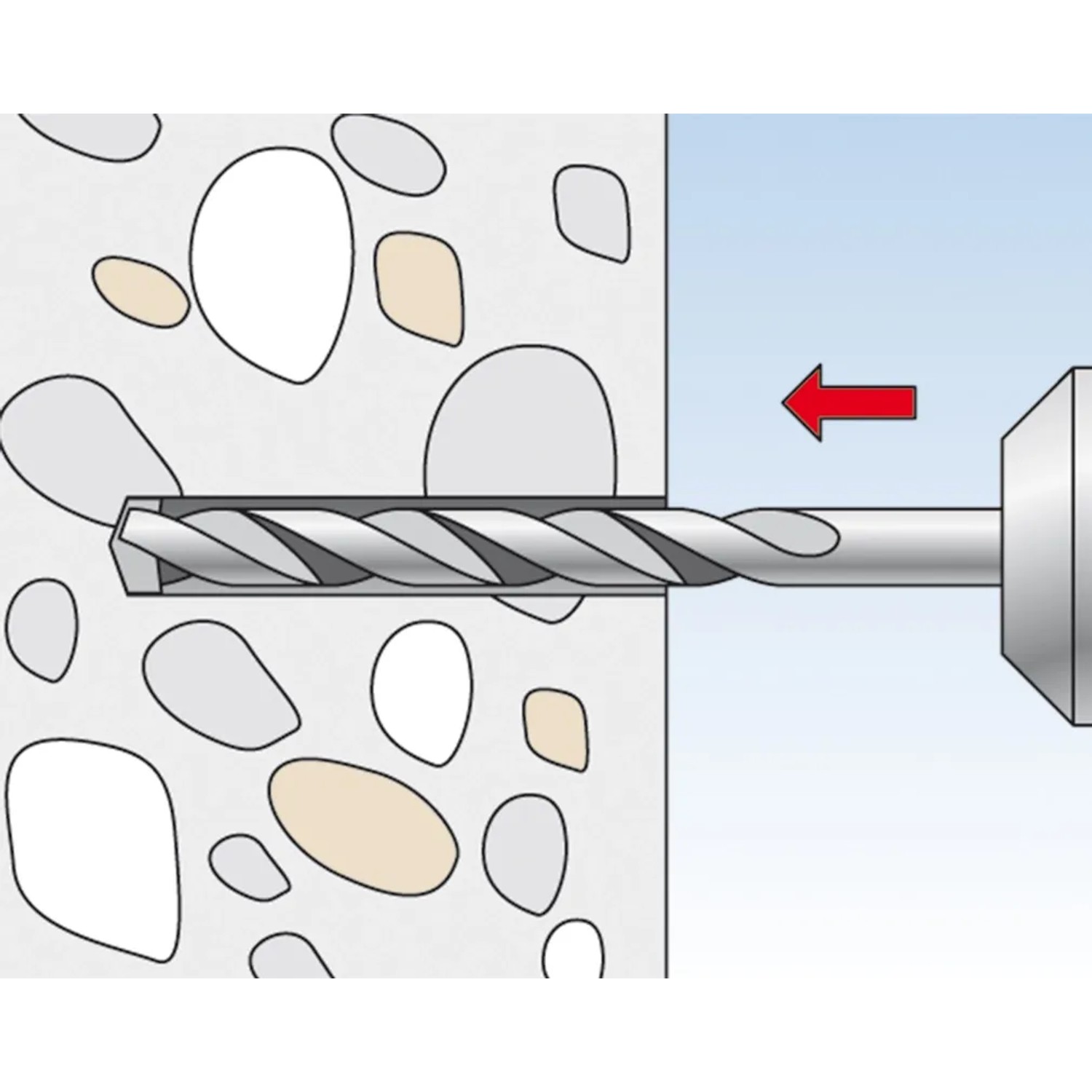 Illustrazione di un tassello Fischer Duopower avvitato in una parete.