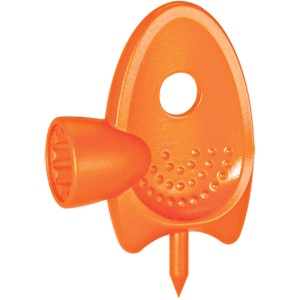 Connettore arancione t.b.t. per microirrigazione, dettaglio.