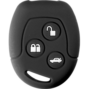 Chiave auto nera con tre pulsanti (apri, chiudi, bagagliaio) per la cura dell'auto.