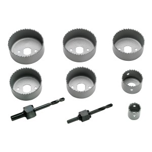 Set di seghe a tazza LUX speciale da 9 pezzi con diverse dimensioni e due alberi.