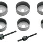 Set di seghe a tazza LUX speciale da 9 pezzi con diverse dimensioni e due alberi.