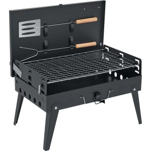 Barbecue a carbonella pieghevole da campeggio nero