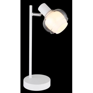 Lampada da scrivania t.b.t. bianca con paralume rotondo.