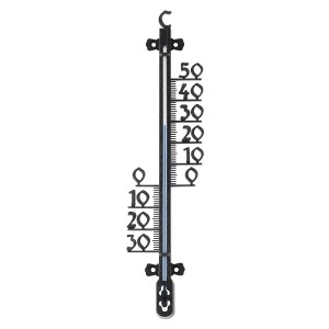 Termometro da parete OBI nero, 26 cm, per misurare la temperatura esterna.