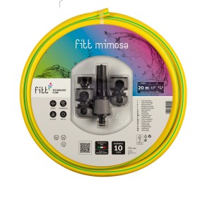Tubo per irrigazione giallo Fitt Mimosa 20m con set di connettori.