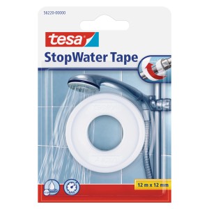 Tesa Stop Water Tape, nastro sigillante bianco per filetti, 12m x 12mm.