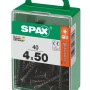 Viti universali nere 4x50 mm in scatola verde Spax, 40 pezzi.