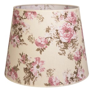 Paralume beige con motivo floreale rosa per un'illuminazione accogliente.
