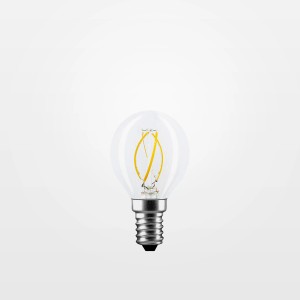 Lampadina LED E14 trasparente con filamento.
