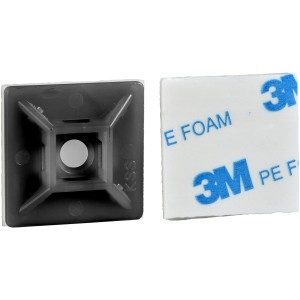 Base autoadesiva Schneider Electric Thorsman, 19x19mm, nera, per fascette fino a 3,6mm di larghezza.