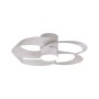 Ventilatore da soffitto bianco con pale curve e luce LED integrata.