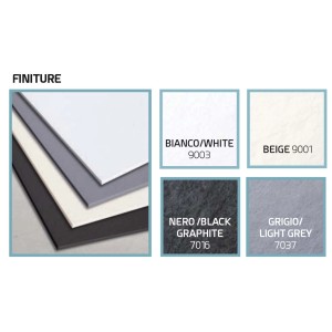 Selezione colori per piatti doccia t.b.t.: Bianco, Beige, Nero grafite, Grigio chiaro.