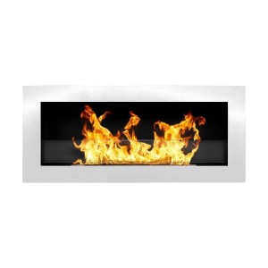Camino a bioetanolo parete/incasso Divina Fire Livorno 2,5 kW L90xP12xH40 bianco