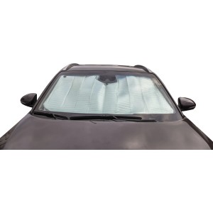 Copertura parabrezza t.b.t. argentata per interni auto.
