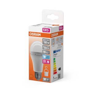 Lampadina LED E27 Osram nella confezione. Lampadina LED a risparmio energetico per lampade.