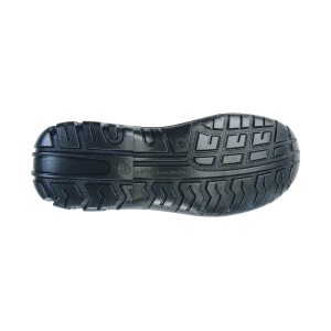 Suola di una scarpa da lavoro nera t.b.t. con battistrada antiscivolo.