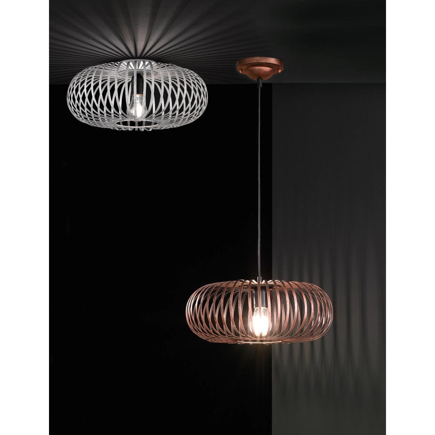 Lampada da soffitto Trio Johann, rame antico, con effetto luce decorativo, lampada da soffitto e a sospensione.