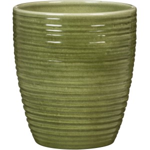 Vaso per orchidee Scheurich Glass Olive, Ø 12,3 cm, vaso verde con texture a coste.