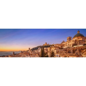 Vista panoramica di Assisi all'alba, Quadri.