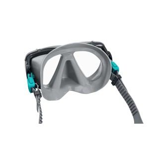 Maschera da sub grigia per adulti, adatta per lo snorkeling e le immersioni.