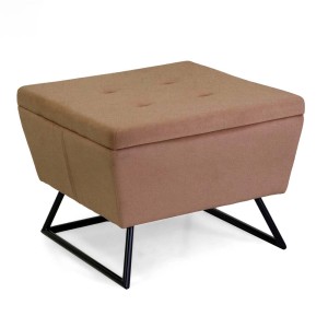 Puff in tessuto con gambe beige 58x58xh42,5 cm